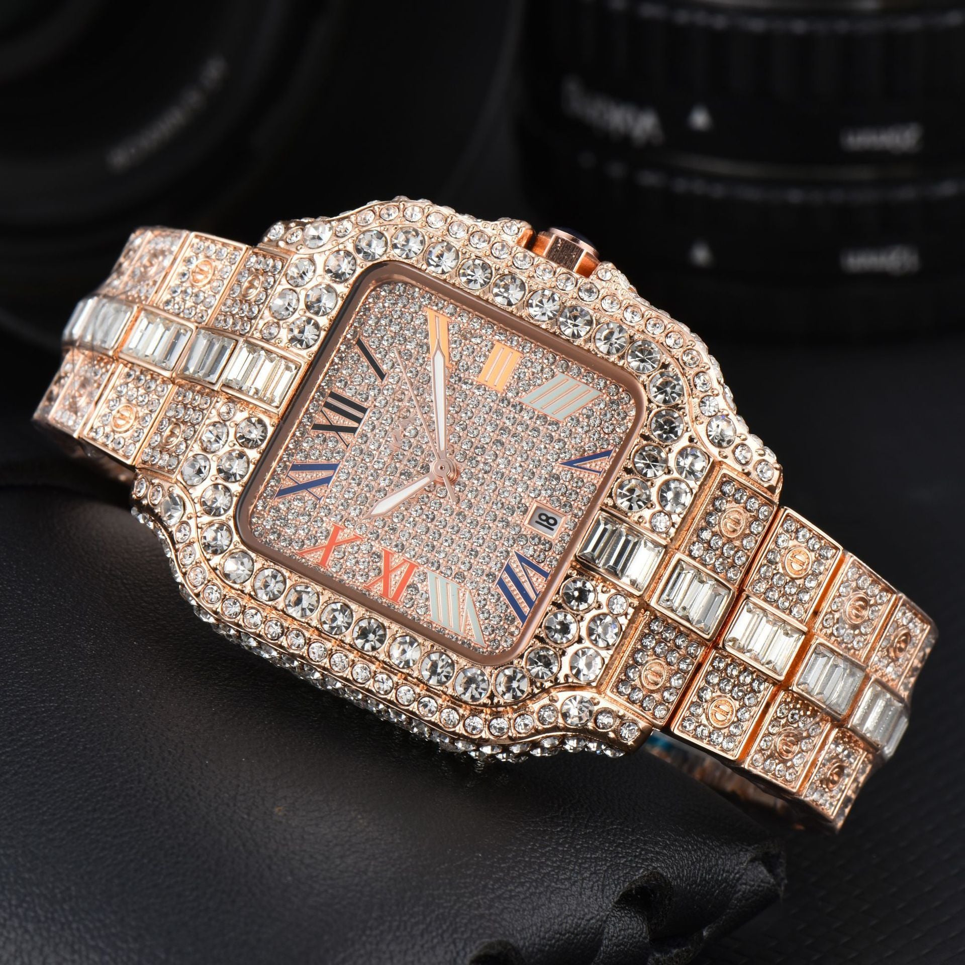 Men's Square Fashion Trend Full Diamond Watch